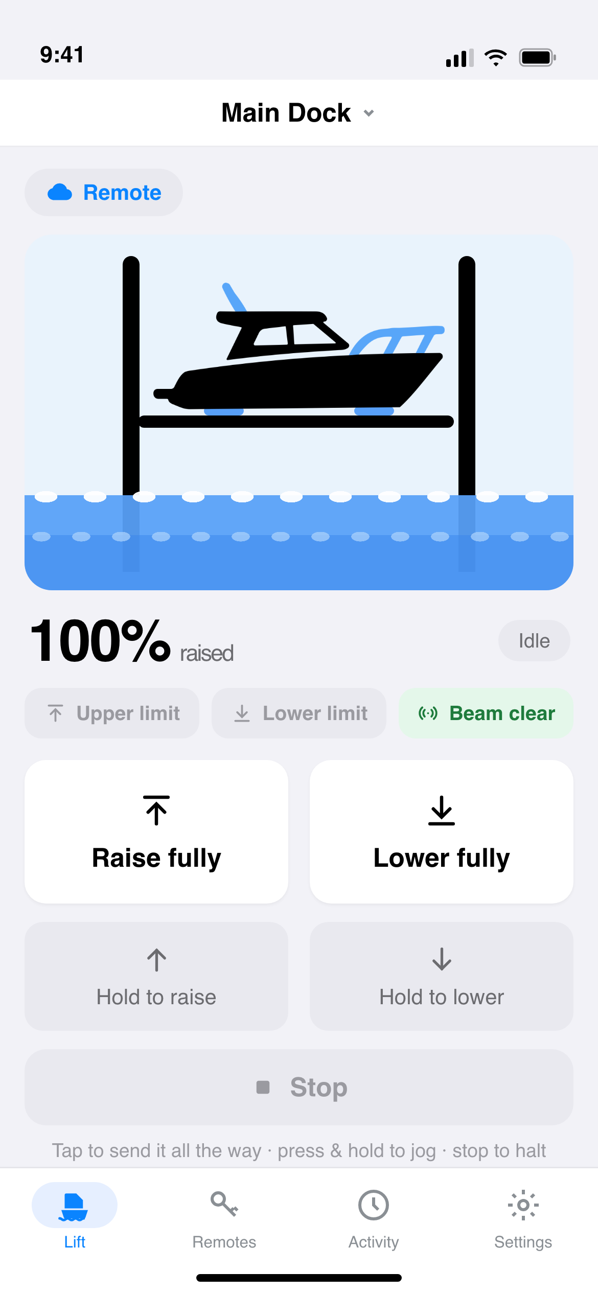 GEM Remotes app on iPhone